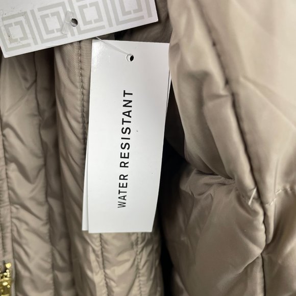 NWT LIZ CLAIBORNE Women 1X Taupe Faux Fur Hood Zip Water Resistant Puffer Jacket - Picture 12 of 14